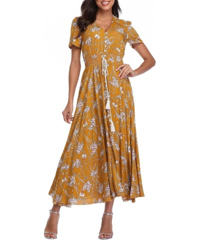 Women's Floral Maxi Dresses Boho Button up Split Beach Party Long Dress Floral 29 $10.59 Dresses