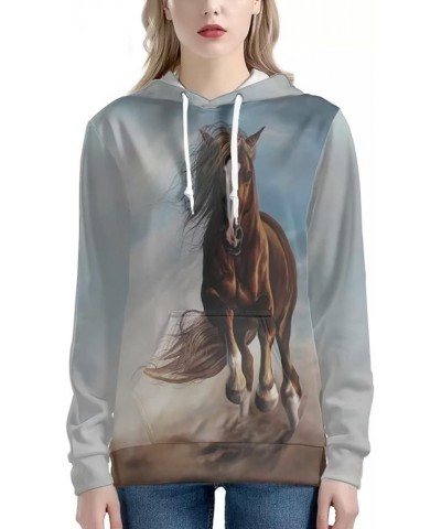 Womens College Sweatshirts And Hoodies with Pocket Long Sleeve Pullover Jumper Wild Horse $19.42 Hoodies & Sweatshirts