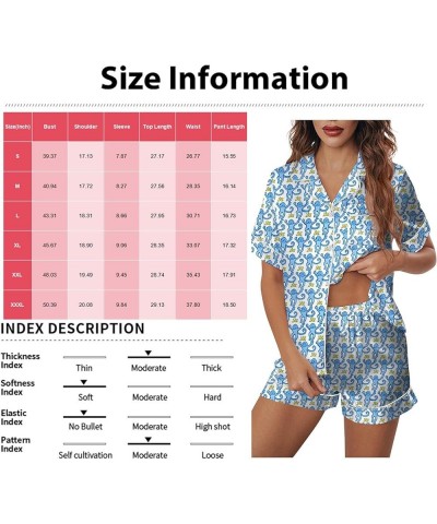 Women's Sleepwear 2 Piece Fuzzy Trim Pajamas Sets Heart Print Button Down Long Sleeve and Pants Soft Lounge Sets Y19-blue $12...