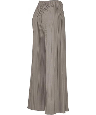 Womens Pleated Wide Leg Palazzo Maxi Pants with Drawstring or Elastic Band Drawstring Wb1485_sand_grey $14.09 Pants