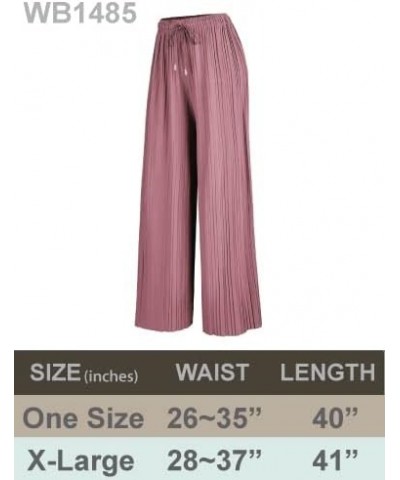 Womens Pleated Wide Leg Palazzo Maxi Pants with Drawstring or Elastic Band Drawstring Wb1485_sand_grey $14.09 Pants