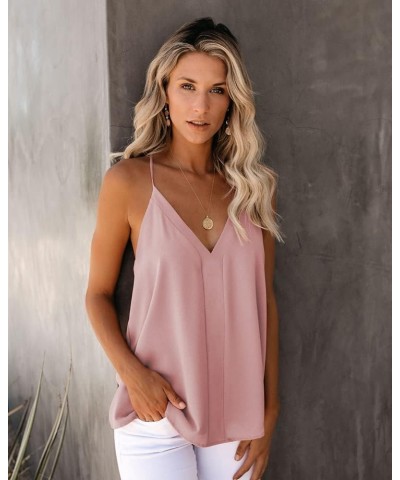 Womens V Neck Strappy Tank Tops Loose Casual Sleeveless Shirts Blouses A Pink $12.40 Tanks