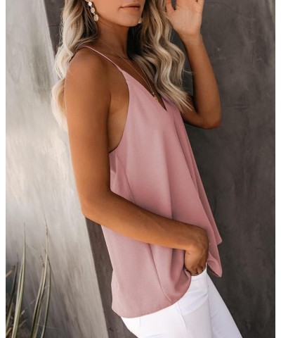 Womens V Neck Strappy Tank Tops Loose Casual Sleeveless Shirts Blouses A Pink $12.40 Tanks