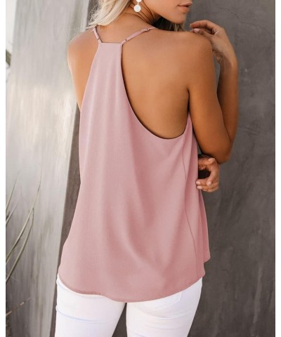 Womens V Neck Strappy Tank Tops Loose Casual Sleeveless Shirts Blouses A Pink $12.40 Tanks