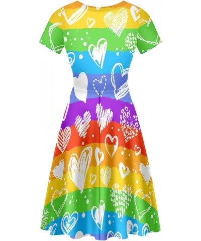 Women's Tropical Print Dress Boho Ethnic Cocktail Party Skater Dress Summer Casual Vintage Swing Dress S-2XL Rainbow Stripes ...