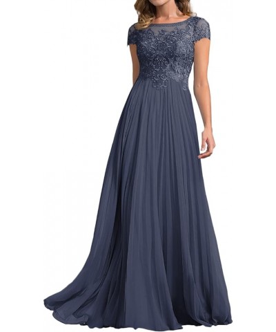 Women's Lace Applique Chiffon Mother of The Bride Dress 1/4 Sleeves Mother of Groom Dress for Wedding A Line Navy $36.28 Dresses