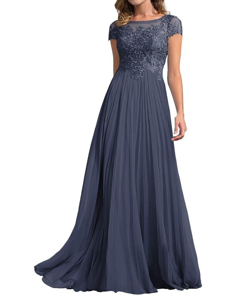 Women's Lace Applique Chiffon Mother of The Bride Dress 1/4 Sleeves Mother of Groom Dress for Wedding A Line Navy $36.28 Dresses