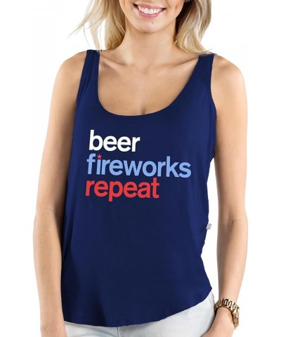 Patriotic Tank Tops for Women - Red White Blue 4th of July Tops for Women - Casual Summer Tanks for July 4th Blue Fireworks R...