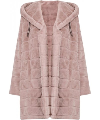 Womens Thick Faux Fur Coat Big Hooded Parka Overcoat Winter Long Sleeve Coat Jacket B Pink $22.44 Coats