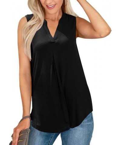 Womens Summer Chiffon V-Neck Tank Tops Black $13.19 Tanks