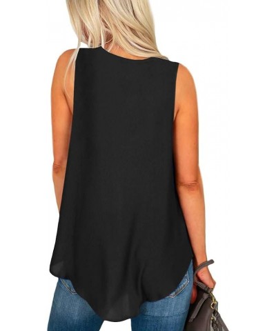 Womens Summer Chiffon V-Neck Tank Tops Black $13.19 Tanks