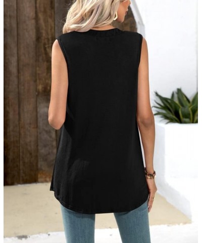 Womens Summer Chiffon V-Neck Tank Tops Black $13.19 Tanks