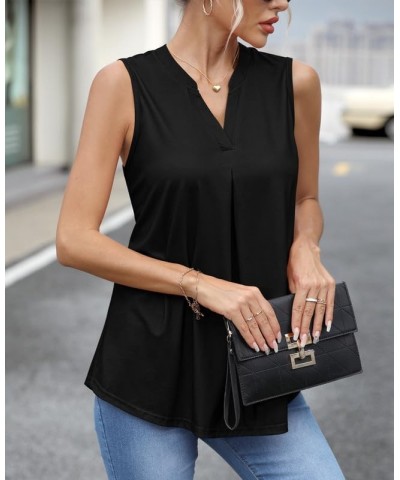 Womens Summer Chiffon V-Neck Tank Tops Black $13.19 Tanks