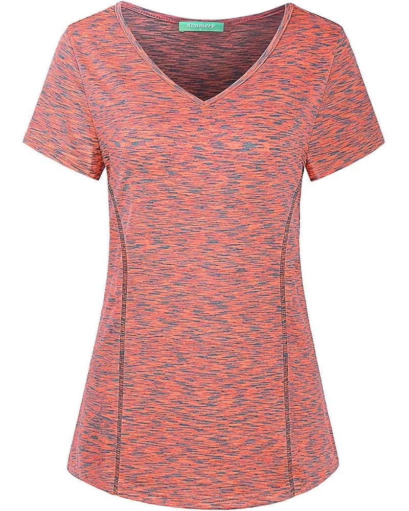 V Neck T Shirts for Women Short Sleeve Workout Yoga Tops for Women Orange $12.73 Activewear