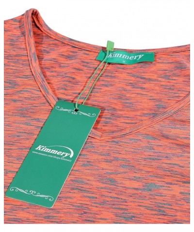 V Neck T Shirts for Women Short Sleeve Workout Yoga Tops for Women Orange $12.73 Activewear