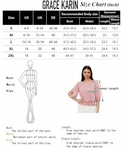 Elegant Blouses for Women 3/4 Chiffon Lantern Sleeve V Neck Elastic High Waist Slit Cutout Tops Office Work Black $16.73 Blouses