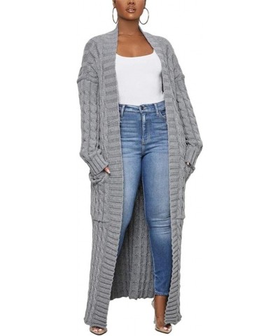 Long Sweaters for Women Cardigan Open Front Long Sleeve Plus Size Chunky Cable Knit Duster Cardigans with Pockets Winter Coat...