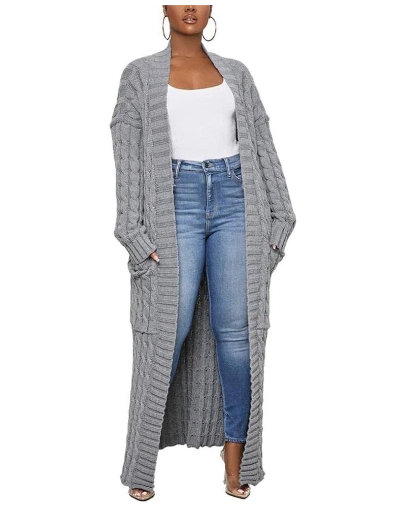 Long Sweaters for Women Cardigan Open Front Long Sleeve Plus Size Chunky Cable Knit Duster Cardigans with Pockets Winter Coat...