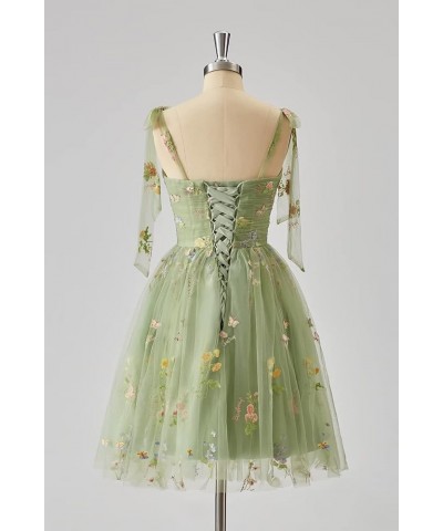 Short Flower Embroidery Tulle Homecoming Dresses for Teens Ruched Sweetheart Cocktail Party Gowns Short-light Green $26.95 Dr...