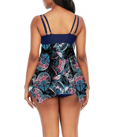 Women Plus Size Striped Tankini Swimjupmsuit Swimsuit Beachwear Padded Swimwear B01 Dark Blue $8.58 Others