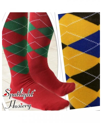 Elite Quality Colorful Soft Cotton Womens Argyle Knee High Socks Charcoal Gray/Light Gray/White $8.85 Socks