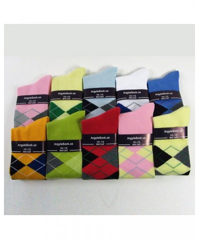 Elite Quality Colorful Soft Cotton Womens Argyle Knee High Socks Charcoal Gray/Light Gray/White $8.85 Socks