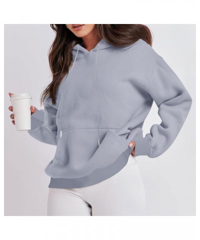 Fall Sweaters Women's Fashionable Casual Long Sleeve Solid Color Hooded Hoodie Top With Pocket 1-gray $10.22 Hoodies & Sweats...