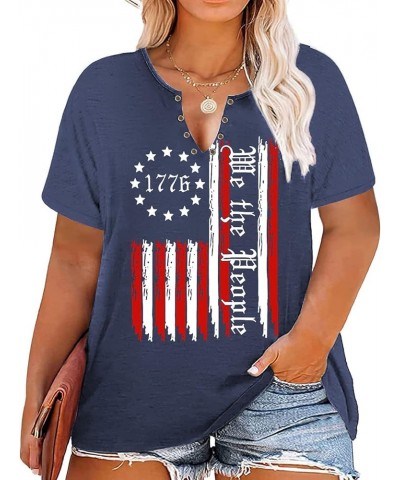 Womens Plus Size American Flag Shirts Ring Hole Patriotic Tee Shirts 4th of July USA Flag Tank Tops 2 Navy $9.85 Tanks