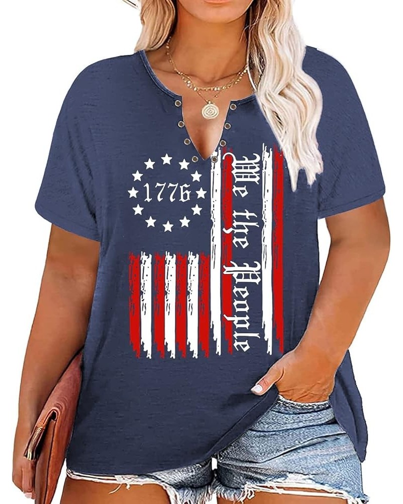 Womens Plus Size American Flag Shirts Ring Hole Patriotic Tee Shirts 4th of July USA Flag Tank Tops 2 Navy $9.85 Tanks