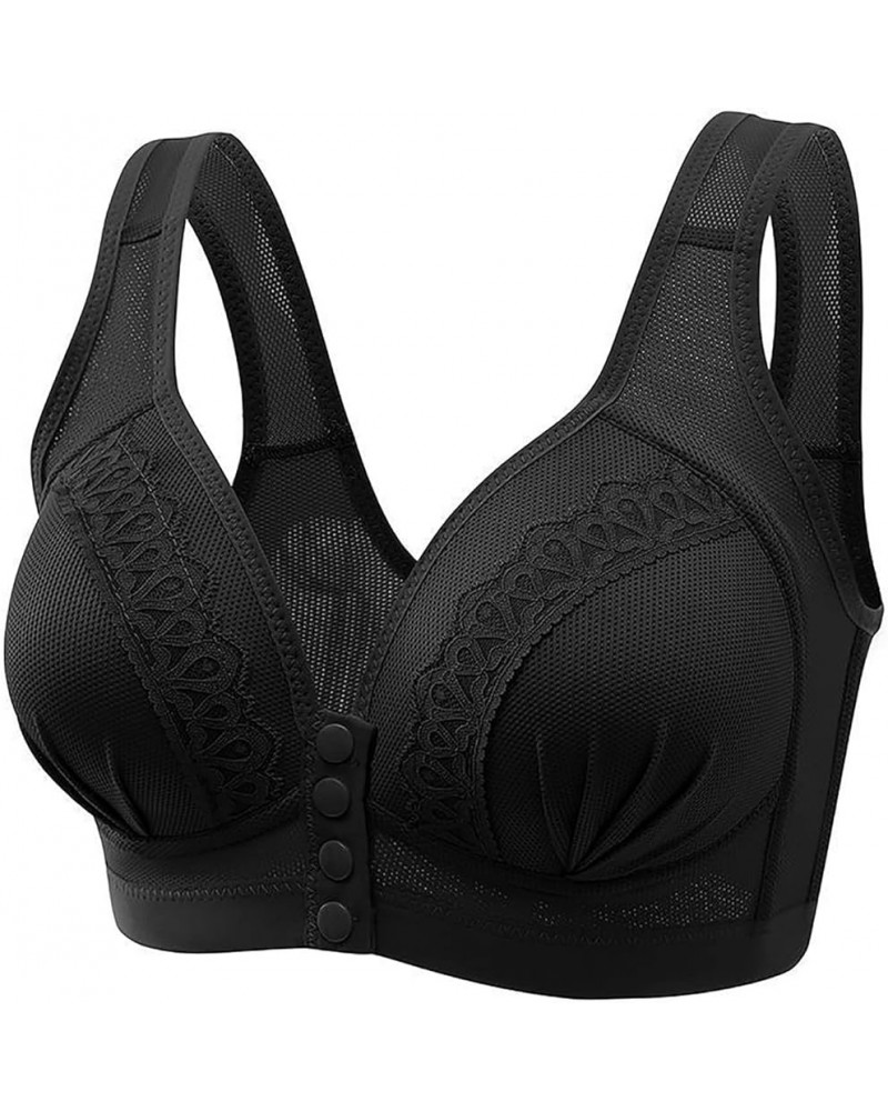 Bras for Women - Womens Bras,Everyday Bra Full Coverage Plus Size Bra Comfort Soft Bras Compression Bra Wirefree Bras B02 Bla...