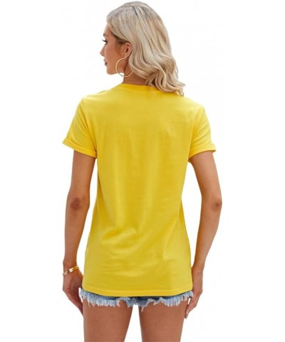 Women's T Shirts Short Sleeve Tees Sunflower Graphic Loose Summer Tops Yellow $11.00 T-Shirts