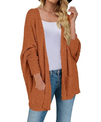 Women's 2024 Fall Winter Popcorn Long Sleeve Open Front Chunky Knit Oversized Cardigan Sweater Coat Orange $22.78 Sweaters