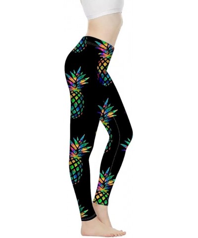 Women's High Waisted Yoga Pants Athletic Sports Running Leggings Full Length Tummy Control Printable Pineapple $16.51 Activewear