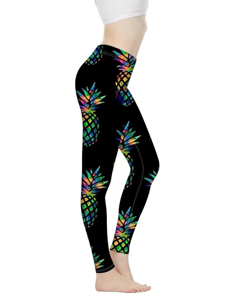 Women's High Waisted Yoga Pants Athletic Sports Running Leggings Full Length Tummy Control Printable Pineapple $16.51 Activewear