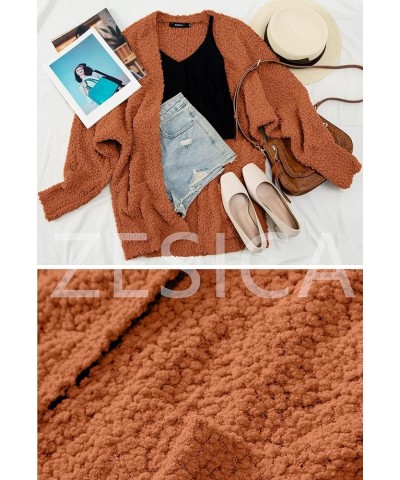 Women's 2024 Fall Winter Popcorn Long Sleeve Open Front Chunky Knit Oversized Cardigan Sweater Coat Orange $22.78 Sweaters