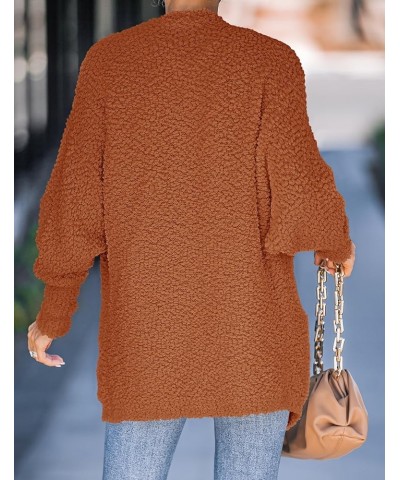 Women's 2024 Fall Winter Popcorn Long Sleeve Open Front Chunky Knit Oversized Cardigan Sweater Coat Orange $22.78 Sweaters