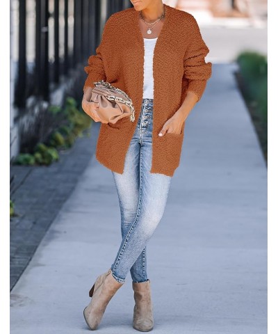 Women's 2024 Fall Winter Popcorn Long Sleeve Open Front Chunky Knit Oversized Cardigan Sweater Coat Orange $22.78 Sweaters