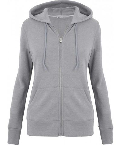 DELIGHT Women's French Terry Regular Fit Zip up Hoodie Grey $14.22 Hoodies & Sweatshirts