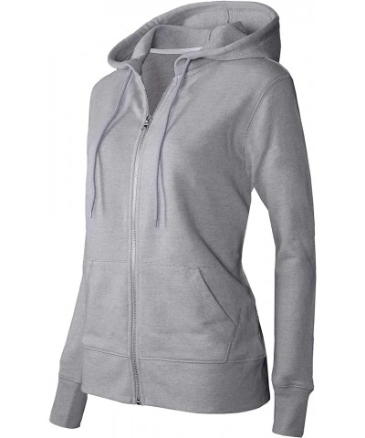 DELIGHT Women's French Terry Regular Fit Zip up Hoodie Grey $14.22 Hoodies & Sweatshirts