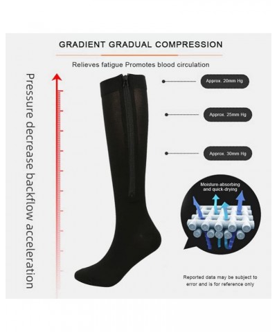 Zipper Compression Socks Men Women, 20-30mmhg Closed Toe Compression Stocking Calf Knee High Suit for Running Large-X-Large B...