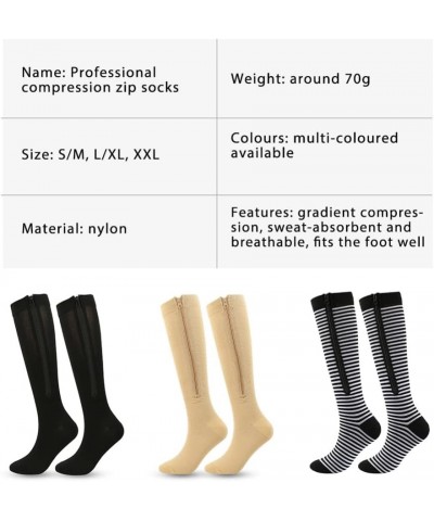 Zipper Compression Socks Men Women, 20-30mmhg Closed Toe Compression Stocking Calf Knee High Suit for Running Large-X-Large B...