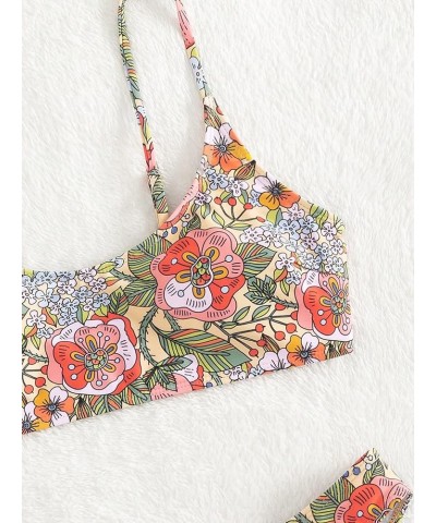 Women's Floral Print Bikini Set Swimsuit Two Piece Spaghetti Strap Bathing Suit Multicolor $16.45 Swimsuits