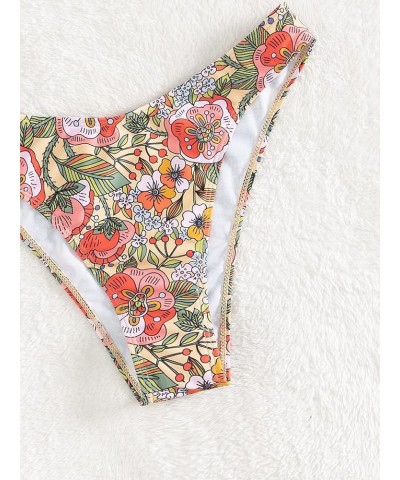 Women's Floral Print Bikini Set Swimsuit Two Piece Spaghetti Strap Bathing Suit Multicolor $16.45 Swimsuits