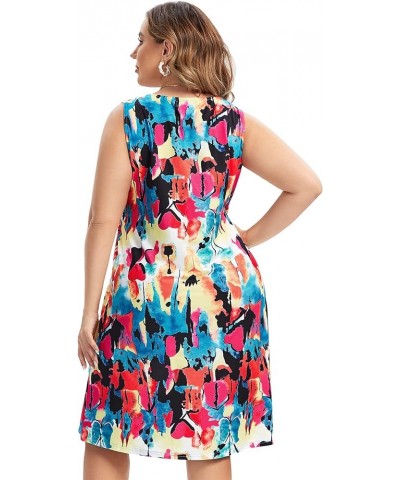 Womens Tie Dye Dress Plus Size Casual Boho Sundress Summer Sleeveless Dresses Color Bloom $12.48 Dresses