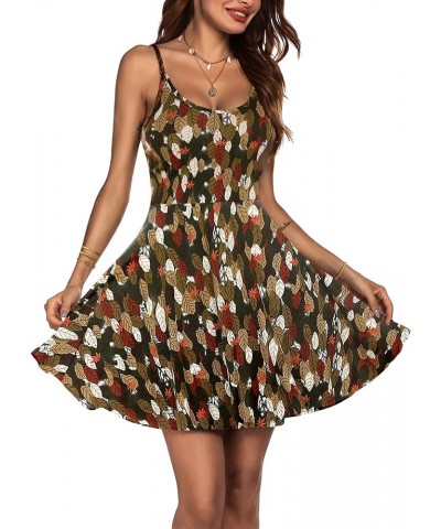 Women's 2023 Summer Dress Adjustable Spaghetti Strap Boho Floral Fit & Flare Beach Sundress Brown $14.19 Dresses