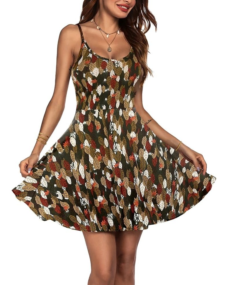 Women's 2023 Summer Dress Adjustable Spaghetti Strap Boho Floral Fit & Flare Beach Sundress Brown $14.19 Dresses