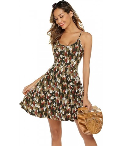 Women's 2023 Summer Dress Adjustable Spaghetti Strap Boho Floral Fit & Flare Beach Sundress Brown $14.19 Dresses