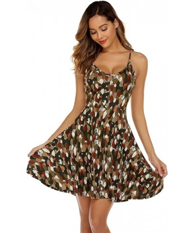 Women's 2023 Summer Dress Adjustable Spaghetti Strap Boho Floral Fit & Flare Beach Sundress Brown $14.19 Dresses