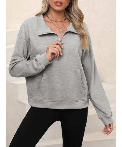 Womens Zip up Hoodie Long Sleeve Casual Sweatshirts Fall Tops for Women 2023 Trendy B Grey Half Zip $11.50 Hoodies & Sweatshirts