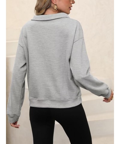 Womens Zip up Hoodie Long Sleeve Casual Sweatshirts Fall Tops for Women 2023 Trendy B Grey Half Zip $11.50 Hoodies & Sweatshirts